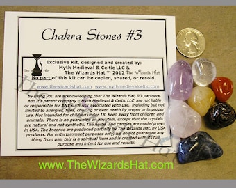 Chakra CRYSTAL STONE Kit 3- 8 stones - Garnet, Carnelian, Citrine, Rose Quartz, Sodalite, Clear Quarts, & Amethyst Stones.