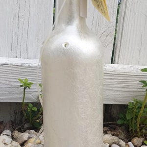 Silver Pearl White Wine Bottle Incense Burner, Glass Art, Painting, Incense, Unique Gift, Wine Gift, Incense holder, House Warming Gift, image 2