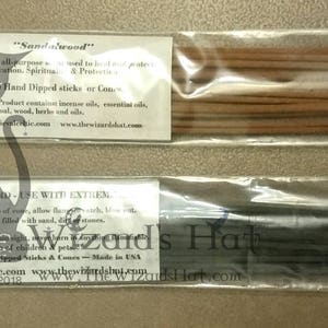 1 pack 10 sticks Hand Dipped/rolled Incense MADE by The Wizards Hat Sandalwood vanilla goddess sage patchouli more flavors choice image 3