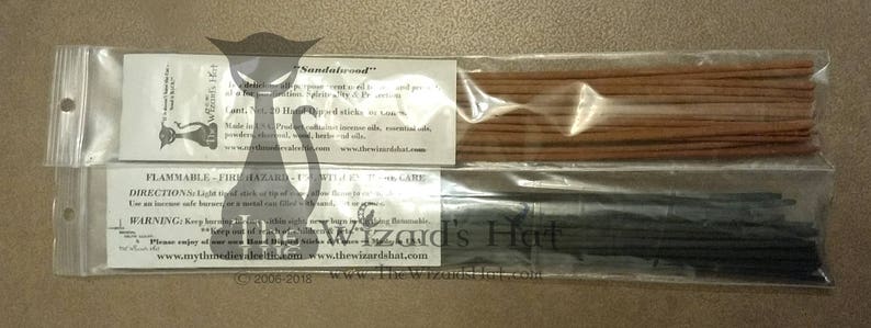 1 pack 10 sticks Hand Dipped/rolled Incense MADE by The Wizards Hat Sandalwood vanilla goddess sage patchouli more flavors choice image 4