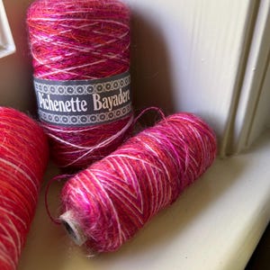Vintage Mohair Yarn Lot: George Picaud Pichenette Bayadere, Variegated Pink Orange