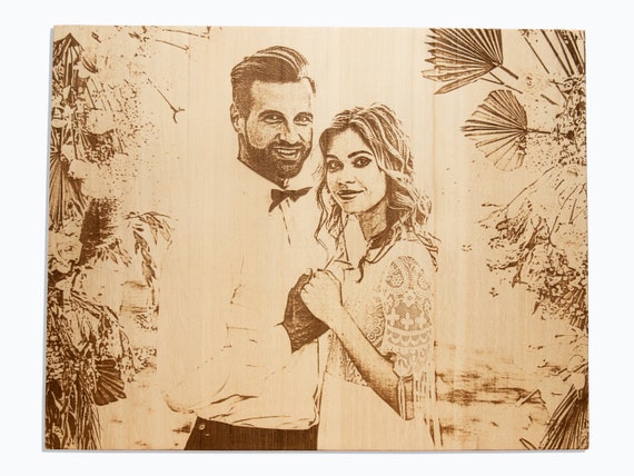 絵画 彫金画 光亭刻 / サイズ 横幅42cm 縦44cm 50x39cm Laser Engraved Photo on Wood, Custom Wood Burning