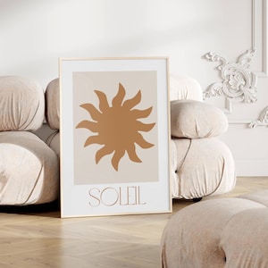 Impressão artística de parede com o Sol Celestial, Pôster Soleil, Decoração Astrológica Boho, Arte Solar Costeira, Download Digital