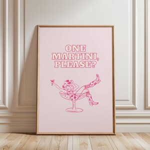 Cowgirl Print - Pink Girly Wall Art, Martini Poster for Trendy Dorm or Bar Cart, Western Aesthetic Gift for Her, Digital Download Decor