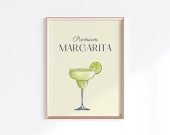 Margarita Cocktail Wall Art Print, Elegant Bar Cart Decor, Kitchen Wall Art Poster, Trendy Drink Print, Digital Download