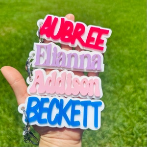 Personalized Acrylic Name Keychain: Diaper Bag Tag, Backpack Tag - Etsy