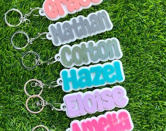 Personalized Acrylic Name Keychain: Diaper Bag Tag, Backpack Tag