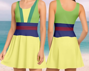 Robe patineuse de princesse Mulan, robe de costume de dragon Mushu, robe de princesse Disney pour femme, tenue de cosplay Halloween Disney, cadeau pour elle