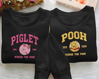 Pooh Eeyore Piglet Tigger Embroidered Sweatshirt, Pooh And Friends Embroidery Hoodie, Disney Shirt, Disneyland Shirt, Disneyworld Shirt
