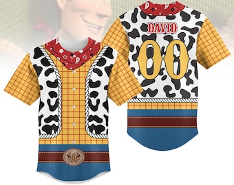 Personalized Woody Toy Story Baseball Jersey, Sheriff Woody Costume Cosplay, Gift For Disney Fans, Matching Disney Baseball Team Outfit