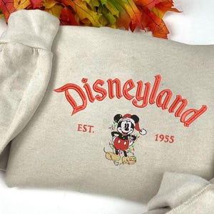 Disneyland Mickey Christmas Embroidered Sweatshirt, Mickey Mouse Xmas Sweatshirt, Disney Christmas Embroidery Hoodie, Christmas Gifts