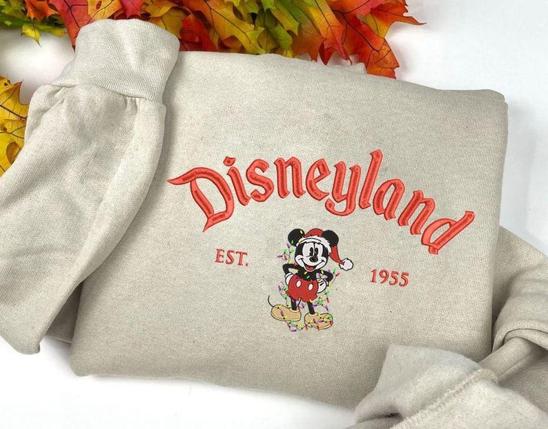 Disneyland Mickey Christmas Embroidered Sweatshirt, Mickey Mouse Xmas Sweatshirt, Disney Christmas Embroidery Hoodie, Christmas Gifts