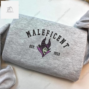 Sweat-shirt ras du cou brodé maléfique méchants, sweat-shirt d'Halloween, sweat à capuche brodé maléfique, cadeaux d'Halloween Disney