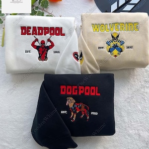 Deadpool Wolverine And Dogpool Embroidered Sweatshirt, Deadpool And Wolverine Embroidered Hoodie, Deadpool Shirt, Disney Movie Shirt