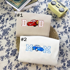 Mcqueen And Sally Embroidered Sweatshirt, Disney Movie Embroidery Hoodie, Cars Shirt, Mom And Dad Matching Shirt, Valentine Couple Gift