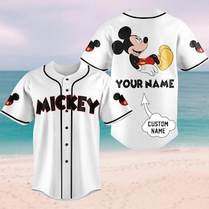 Camiseta de béisbol personalizada de Mickey Mouse, equipo de béisbol de Disney, camiseta de béisbol de dibujos animados de películas, camiseta de Disneyland, regalos de camisetas de Disneyworld