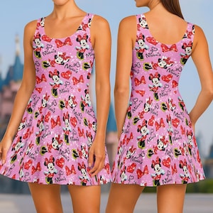 Minnie Mouse Skater Dress, Disney Minnie Women Dress, Disneyland Dress, Disneyworld Dress, Disney Running, Run Disney, Gift For Her