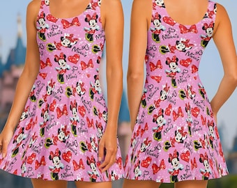 Minnie Mouse Skater Dress, Disney Minnie Women Dress, Disneyland Dress, Disneyworld Dress, Disney Running, Run Disney, Gift For Her