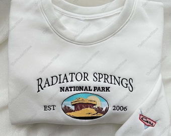 Disney Cars Embroidered Sweatshirt, Radiator Springs National Park Embroidered Shirt, Disney Pixar Cars Shirt, Lightning McQueen Shirt