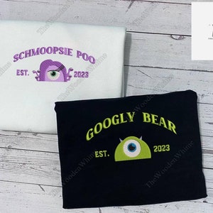 Googly Bear Embroidered Sweatshirt, Schmoopsie Poo Embroidered Sweatshirt, Monster Sweatshirt, Couple Gift, Disney Cartoon Movie Shirt