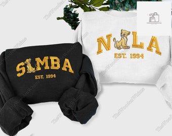 Simba Embroidered Sweatshirt, Nala Embroidered Sweatshirt, The Lion King Embroidered Sweatshirt Hoodie, Cute Disney Embroidery Shirt
