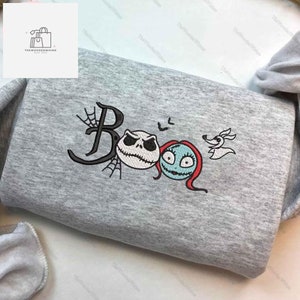 Nightmare Before Christmas Sally Jack Couple Sweatshirt, Jack Skellington And Sally Boo Halloween Embroidered Sweatshirt, Movie Hoodie