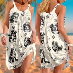 Boston Terrier Summer Sling Dress, Dog Mom Casual Dress, Terrier Women Dress, Dog Lover Dress, Beach Dress, Sleepwear, Gift For Her