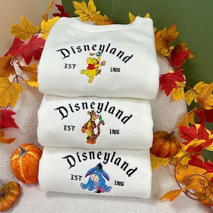 Disneyland Pooh Eeyore Tigger Embroidered Sweatshirt, Winnie The Pooh Embroidered Hoodie, Disney Cartoon Characters Shirt, Movie Lovers