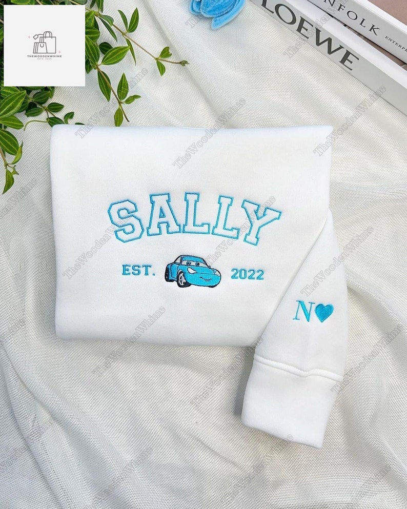 Mcqueen Sally Mater Luigy Embroidery Sweatshirt, Disney Cars Movie Embroidered Sweatshirt, Cars Characters Sweatshirt, Friends Gifts