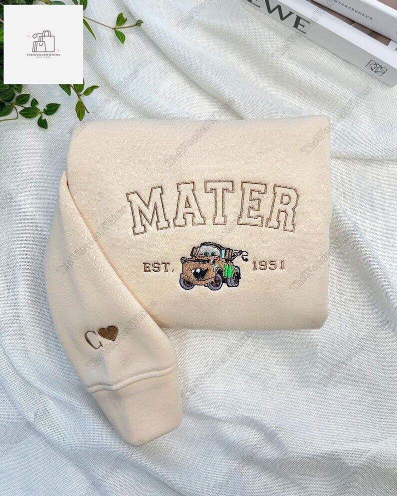 Mcqueen Sally Mater Luigy Embroidery Sweatshirt, Disney Cars Movie Embroidered Sweatshirt, Cars Characters Sweatshirt, Friends Gifts