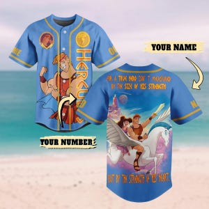 chemise Hercule Disney vintage des années 90, maillot de baseball Hercule personnalisé, chemise Magic Kingdom, chemise Disneyworld, t-shirt de baseball familial Disney