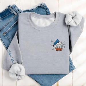 Custom Name Donald Duck Embroidered Sweatshirt, Disney Character Embroidery Hoodie, Movie Cartoon Shirt, Disneyworld, Disneyland Shirt