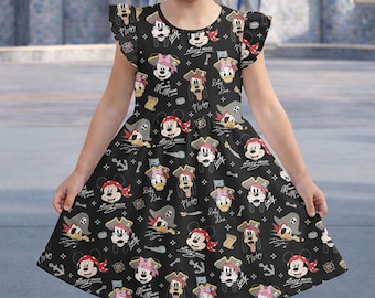 Robe pirate aventureuse à manches flottantes avec Mickey et ses amis, vêtements Donald Daisy Goofy Sea Adventure, robe de nuit pirate Disney Cruise Line