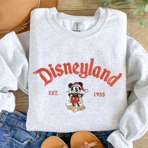 Disneyland Mickey Christmas Embroidered Sweatshirt, Mickey Mouse Xmas Sweatshirt, Disney Christmas Embroidery Hoodie, Christmas Gifts