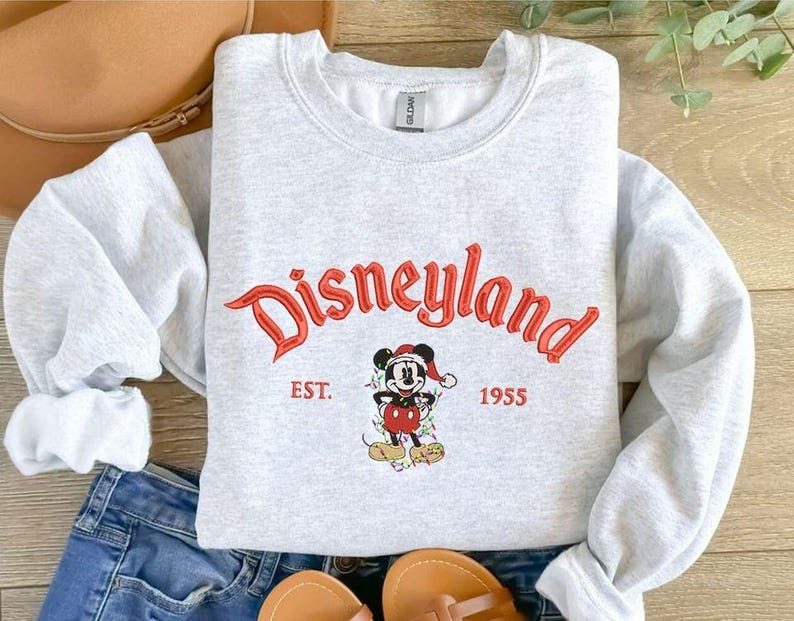 Disneyland Mickey Christmas Embroidered Sweatshirt, Mickey Mouse Xmas Sweatshirt, Disney Christmas Embroidery Hoodie, Christmas Gifts