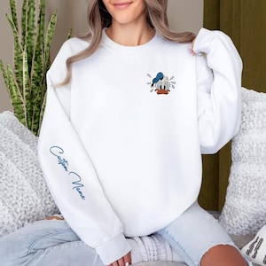 Custom Name Donald Duck Embroidered Sweatshirt, Disney Character Embroidery Hoodie, Movie Cartoon Shirt, Disneyworld, Disneyland Shirt