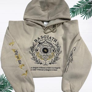 Fourth Wing Embroidered Sweatshirt, Basgiath War College Hoodie, Dragon Rider Shirt, Violet Sorrengail, Fantasy Reader, Xaden Riorson