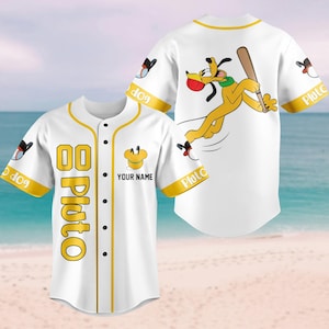 Custom Pluto Dog Baseball Jersey, Disney Baseball Team, Movie Cartoon Baseball Shirt, Disneyland Jersey Men Women, Disneyworld Gift