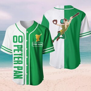 Camiseta de béisbol personalizada de Peter Pan, camiseta de béisbol de Disney, camiseta de Peter Pan y Campanilla para mujer y hombre, regalos para amantes de las películas de dibujos animados