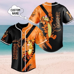 Camiseta de béisbol personalizada de Tigger, equipo de béisbol de Winnie the Pooh de Disney, camiseta de béisbol de dibujos animados de la película, camiseta para hombre y mujer, vacaciones en Disney