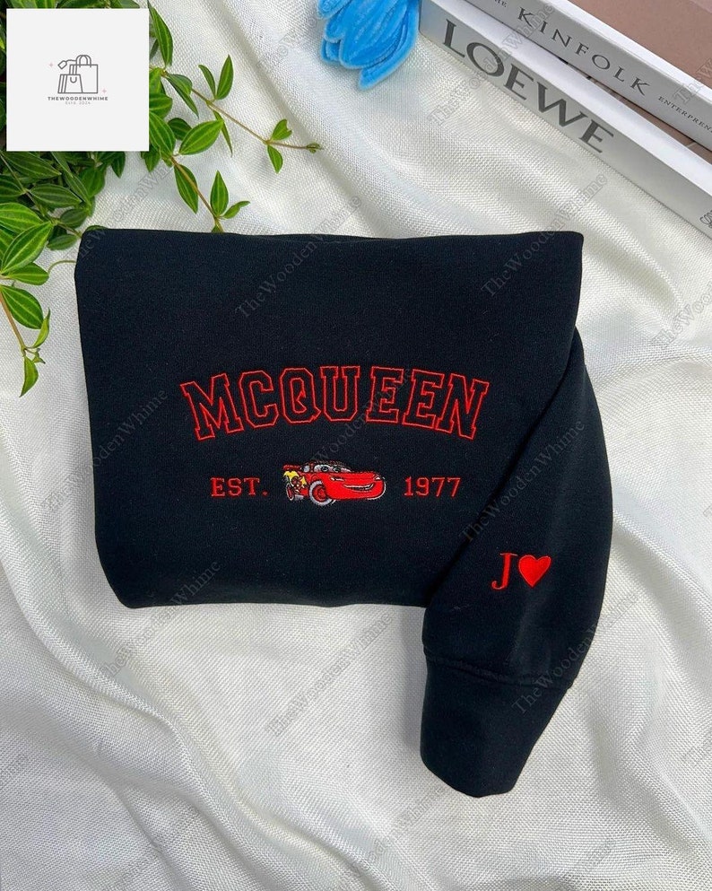 Mcqueen Sally Mater Luigy Embroidery Sweatshirt, Disney Cars Movie Embroidered Sweatshirt, Cars Characters Sweatshirt, Friends Gifts