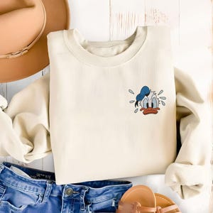 Custom Name Donald Duck Embroidered Sweatshirt, Disney Character Embroidery Hoodie, Movie Cartoon Shirt, Disneyworld, Disneyland Shirt