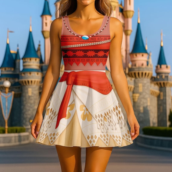 moana formal dress Costume Skater Dress, Moana Cosplay Outfit, Disney Princess Women Dress, Rundisney Island Costume, Disneybound Gift for Her moana ball gown