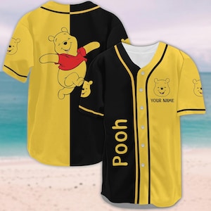 Maglia da baseball personalizzata dell'orsetto Winnie the Pooh, maglia da baseball Disney di Winnie the Pooh, maglia del cartone animato Hunny Pooh, maglietta Disneyland, maglietta Disneyworld