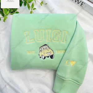 Mcqueen Sally Mater Luigy Embroidery Sweatshirt, Disney Cars Movie Embroidered Sweatshirt, Cars Characters Sweatshirt, Friends Gifts