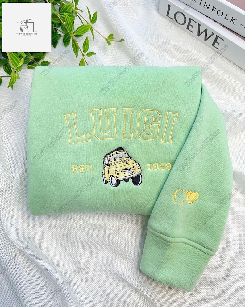 Mcqueen Sally Mater Luigy Embroidery Sweatshirt, Disney Cars Movie Embroidered Sweatshirt, Cars Characters Sweatshirt, Friends Gifts