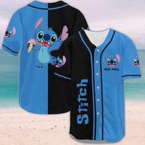 Cute Stitch honkbaltrui, Disney Stitch cartoon honkbalshirt, Lilo And Stitch filmjersey, Disneyland-shirt, Disney World-shirt