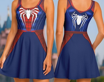 Spider-Man Skater Dress, Spiderman Women Dress, Spider Man Summer Dress, Spidey Dress, Superhero Cartoon Casual Dress, Gift For Her