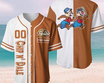 Maglia da baseball personalizzata di Cip e Ciop, regali per le vacanze Disney, maglietta divertente del Magic Kingdom, maglietta per il viaggio in famiglia a Disney, regalo di coppia per San Valentino