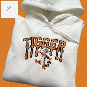 Winnie The Pooh Tigger Embroidered Sweatshirt, Disney Tigger Embroidered Shirt, Tigger Embroidery Sweatshirt, Cute Movie Cartoon Shirt